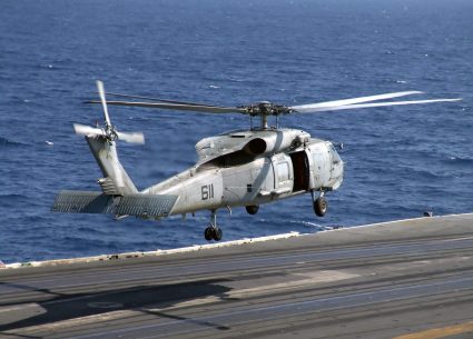 Helicopter lifting off