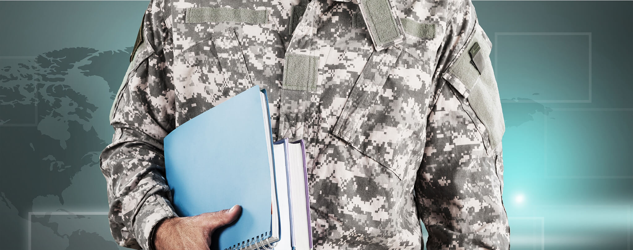 Soldier holding notebooks